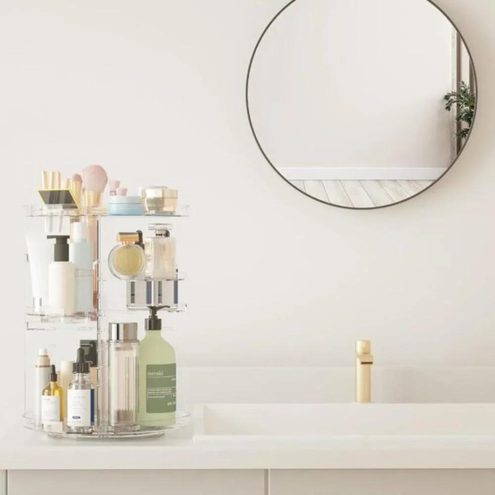 New Rotating Makeup Organizer, 8-Layer DIY Skincare & Cosmetic Storage Tray